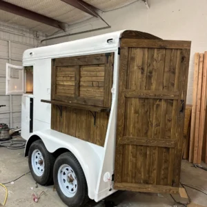 White & Tall 2-Horse Trailer Mobile Bar