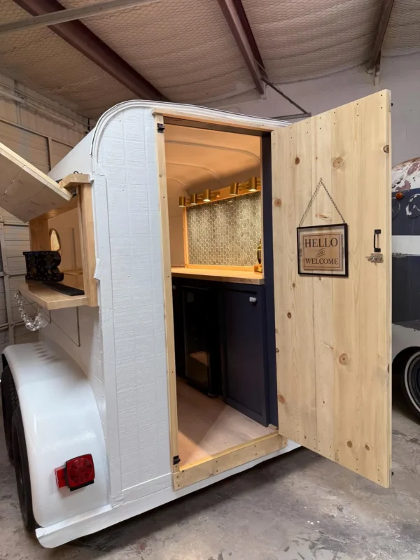 White & Tall 2-Horse Trailer Mobile Bar - Image 3