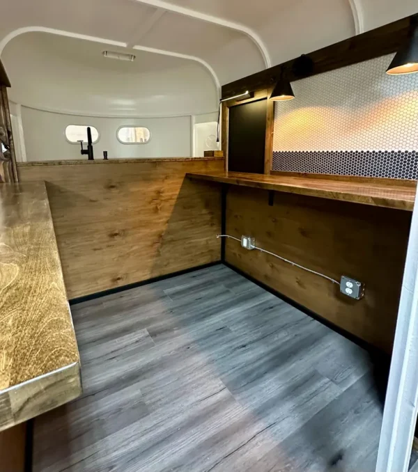 White w/Wood LOADED 2-Horse Trailer Mobile Bar - Image 4