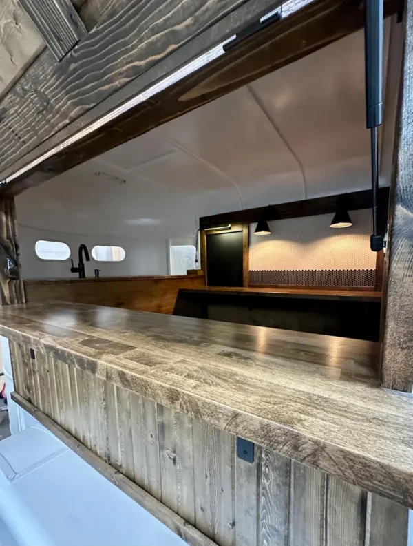 White w/Wood LOADED 2-Horse Trailer Mobile Bar - Image 5