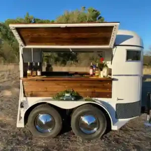 White w/Wood Horse Trailer Mobile Bar