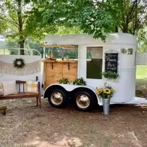 White 2-Horse Trailer Mobile Bar