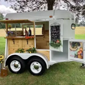 White 2-Horse Trailer Mobile Bar