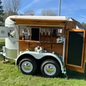 White 2-Horse Trailer Mobile Bar