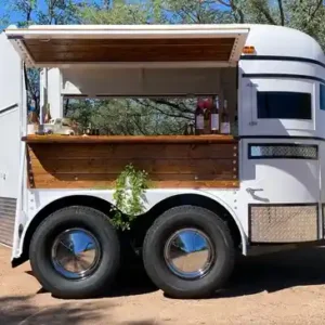 White 2-Horse Trailer Mobile Bar