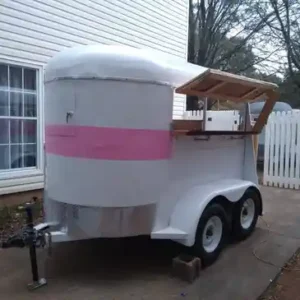 White and Pink Ice Cream Trailer