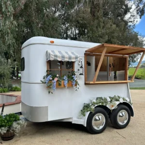 2000 Charming White w/Wood 2-Horse Trailer
